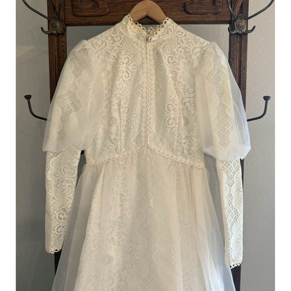 VTG Lorrie Deb San Francisco Wedding Dress Womens 11/12 Victorian Lace USA Read - Picture 5 of 14